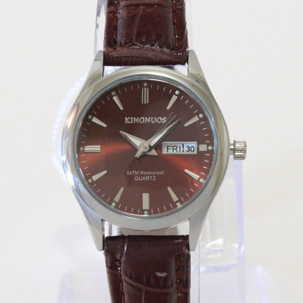 Women's Contemporary Dress Watch Silver With Brown Strap 28mm - Picture 6 of 11